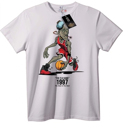 NOONEBRAND Тениска Баскетбол 1997 Flu Game - 2XL, White