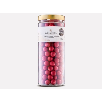 Slowlandia Lieskovce v bielej čokoláde s malinami 620 g