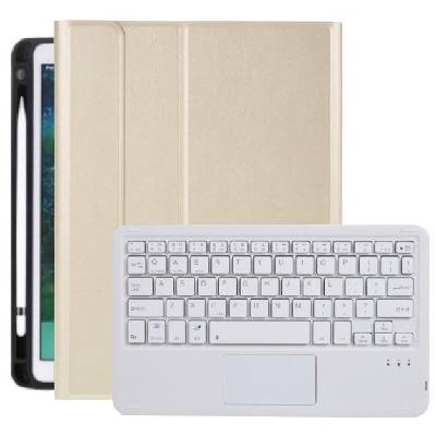 Калъф с клавиатура, тъчпад и място за Apple Pencil за iPad 9, 7" (2017/2018) / Air 1 / 2 / Pro 9, 7" - златно (69709)