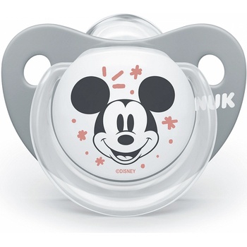 Nuk Силиконова залъгалка NUK - Mickey, 6-18 месeца, Сива + кутийка за съхранение и стерилизация (10736329-Сива)