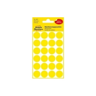 Etikety kruhové 18mm Avery žlté AV003007
