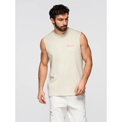 Ombre Clothing Мъжка памучна тениска TANK TOP без ръкави - кремав V3 OM-TSTT-0243 Ombre Clothing Ombre Clothing | Siv | МЪЖЕ | L