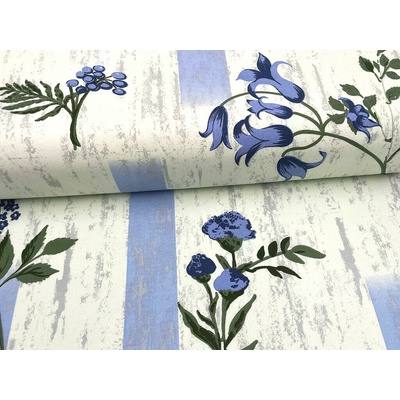 Mirtex Plátno DOMESTIK 145/27809-4 Polní květy modré šíře 220cm Zbytková metráž