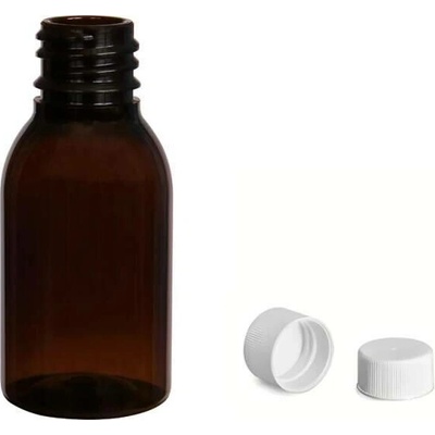 Via Plastová lahvička hnědá široká s bílým uzávěrem 25 ml