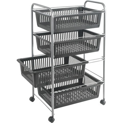 Tmavosivý/v striebornej farbe pojazdný regál 46x78 cm – Metaltex
