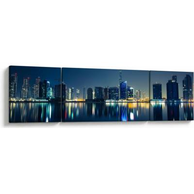 Obraz nočního města, třídílný 170x50 cm