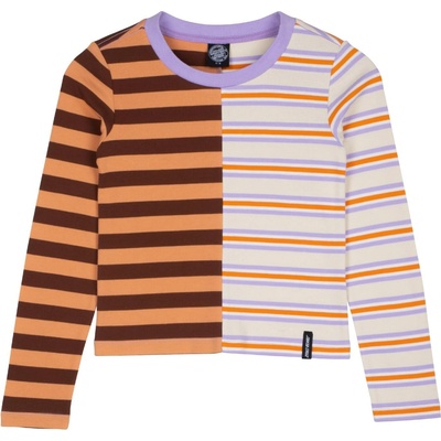SANTA CRUZ tričko Split Stripe L/S T Shirt Sepia Stripe SEPIA STRIPE