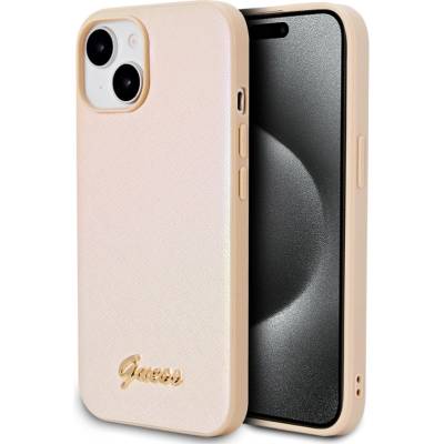 GUESS Калъф GUESS, PU Leather Iridescent Metal Script за iPhone 15, GUHCP15SPSAIRSD, Златист (GUHCP15SPSAIRSD)