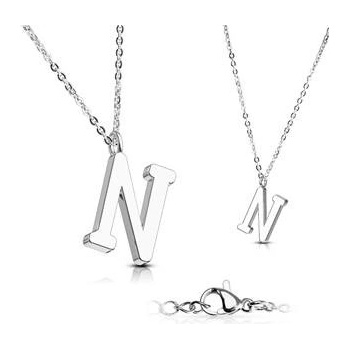 Šperky4U Ocelový řetízek s přívěškem iniciála OPD0096-N