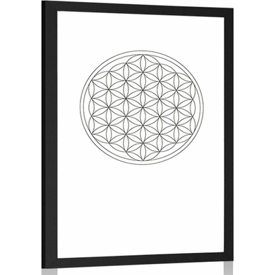 Plakát s paspartou černobílá Mandala - 40x60 white