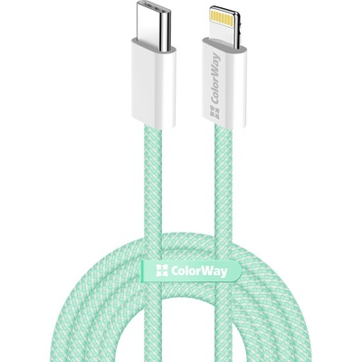 ColorWay CW-CBPDCL061-G Type-C na Apple Lightning, PD 27W 3A 480Mb/s nylon 1m zelený