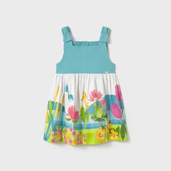 Mayoral Рокля трикотаж тюркоаз за мини момиче Майорал