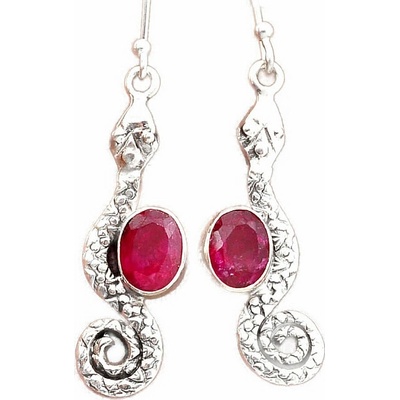 Nefertitis Rubín indický - upravený náušnice stříbro Ag 925 46625 NF56981 - 2,8 cm, 4,9 g