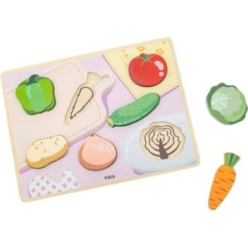 Viga Toys Релефен пъзел Viga Toys - Зеленчуци (44703)