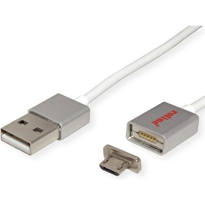 Roline Кабел Roline 11.02. 8316, магнитен, от USB Type A(м) към USB Мicro B(м), 1m, бял (11.02.8312)