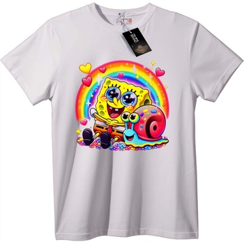 NOONEBRAND Тениска SpongeBob & Gary Дъга - L, Black