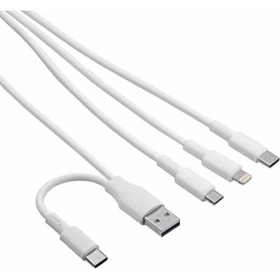 Akyga AK-USB-52 USB A/USB C - USB C + Lightning + microUSB B 1,2m bílý