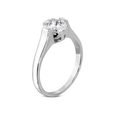 Šperky4U ocelový prsten se zirkonem OPR1012