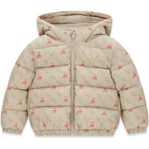 GUESS Детско Oversize бежово зимно яке с монограм и мечета Guess Bear