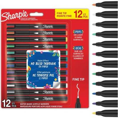 Sharpie К-кт маркери Sharpie Acrylic, 12 цвята, бл. , ВАР (32529-А-СТАНД. ЦВF)