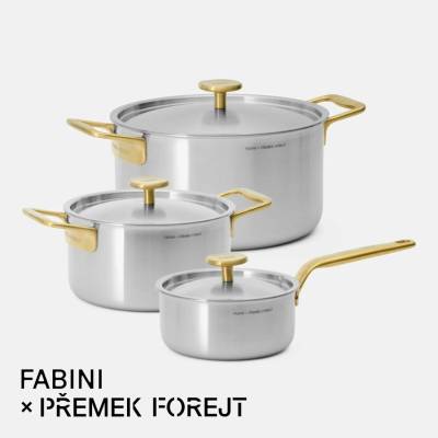 Stredná sada FABINI & Forejt, 6 dielov - Nerezový beznitový riad z viacvrstvovej nerezovej ocele