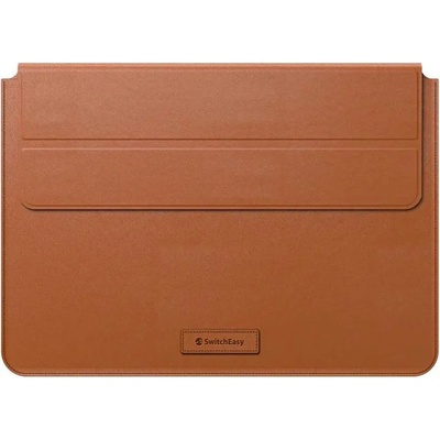 SwitchEasy EasyStand Leather Sleeve - кожен кейс с поставка за MacBook Pro 16 M1 (2021), MacBook Pro 16 (2019) и Macbook Pro 15 (2016-2019) (кафяв)