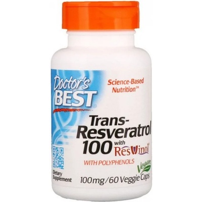 Doctor's Best Trans-Resveratrol 100, 100 mg, 60 капсули, Doctor's Best