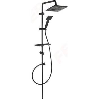FERRO Душ колона за свързване към смесител Squerto Lux Black, черен мат, квадратна душ пита (47739)