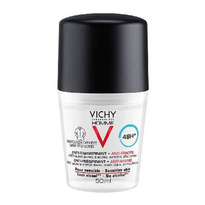 Vichy Homme Deodorant deodorant roll-on proti bielym a žltým škvrnám 48h 50 ml
