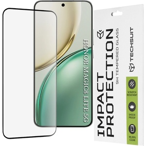 Techsuit Стъклен протектор за Honor Magic8 Lite - Techsuit 111D Full Cover / Full Glue Glass - Черен