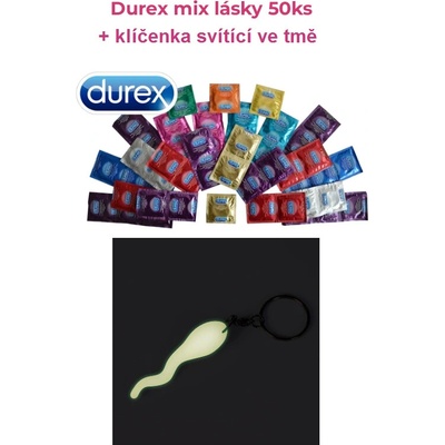 Durex mix lásky 50 ks + dárek svítící klíčenka