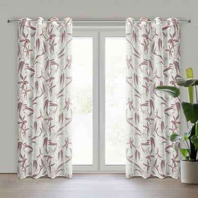 Eurofirany Záves 140x250 cm polyesterový naturalno fialový na kovové krúžky PATI