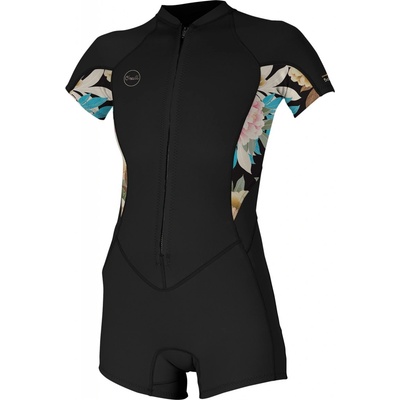 O'Neill Wms Bahia 2/1 Front Zip S/S Spring black/mikah floral/black