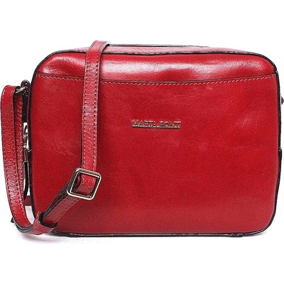 Marta Ponti luxusní tmavědámská kožená crossbody kabelka no. 8 červená