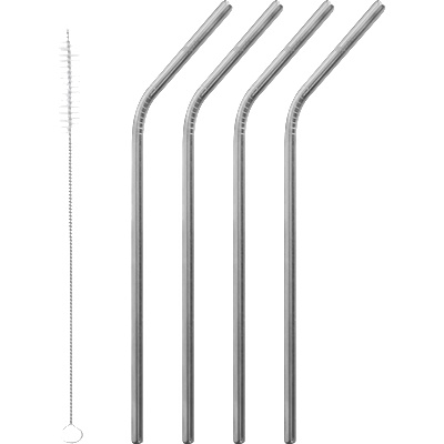 Qwetch Извита сламка от неръждаема стомана - 4 броя