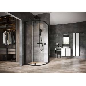 RAVAK Nexty - Четвърткръгла душ кабина, 90x90 см, черно/прозрачно стъкло 3O677300Z1 (3O677300Z1)