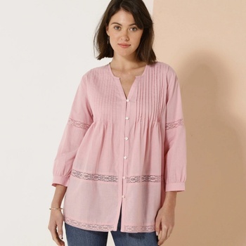 Jednofarebná tunika so zámikmi a macramé sivoružová