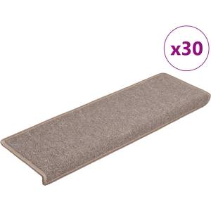vidaXL Изтривалки за стълби, 30 бр. , 65x21x4 см, светлокафяви, с правоъгълен кант (3365767)