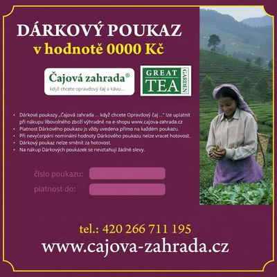 Dárkový poukaz Čajová zahrada Varianta: Hodnota 500 kč
