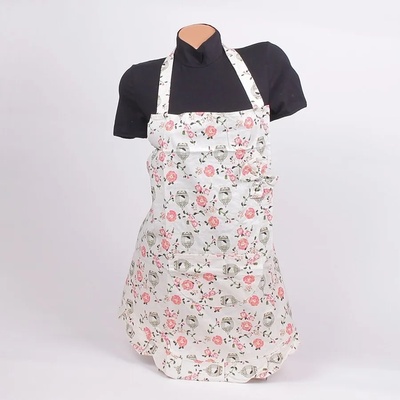 Бяла готварска престилка с пиленца и цветя