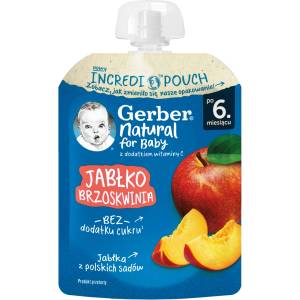 Gerber Пюре с ябълка и праскова, от 6+ м, 80 g (3034686)