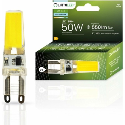Lumiled LED žiarovka G9 kapsula 5W = 50W 550lm 6500K Cold 360° COB