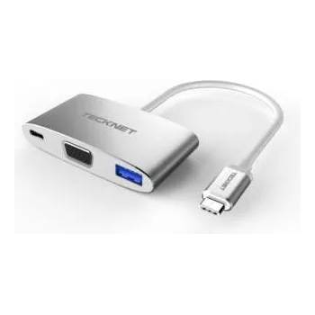 TeckNet TPD001 USB-C to VGA Multiport Adapter - адаптер за свързване от USB-C към VGA, USB-C и USB-A 3.0