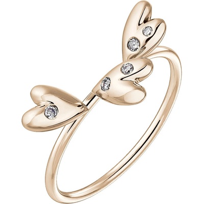 Tiami Prsten z růžového zlata s diamanty Cute Heart Triple RCHTP2203