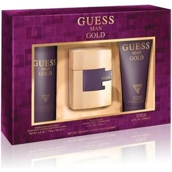 GUESS Man Gold Подаръчен комплект за мъже Размер EDT 75 ml + дезодорант спрей 226 ml + душ гел 200 ml