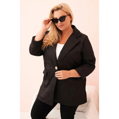 Kesi Plus Size s golierom a gombíkom Čierna