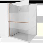 Mexen Kioto+ L душ-стена с рафт Walk-in 70 x 200 см, прозрачна/матова, четкана мед - 800-070-123-65-35 (800-070-123-65-35)