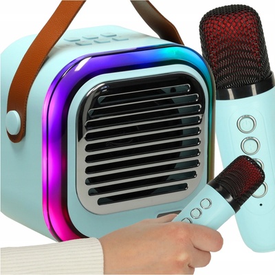 KARAOKE SADA: 2 MIKROFÓNY a BEZDRÔTOVÝ BLUETOOTH USB LED REPRODUKTOR