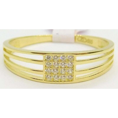 Klenoty Budín Dámský prsten ze žlutého zlata se zirkony HK1194