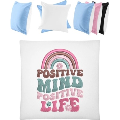 Darčeky PrintEQ Štvorcový Farebný Vankúš Pozitívna myseľ život Biela Nebeská modrá 40x40